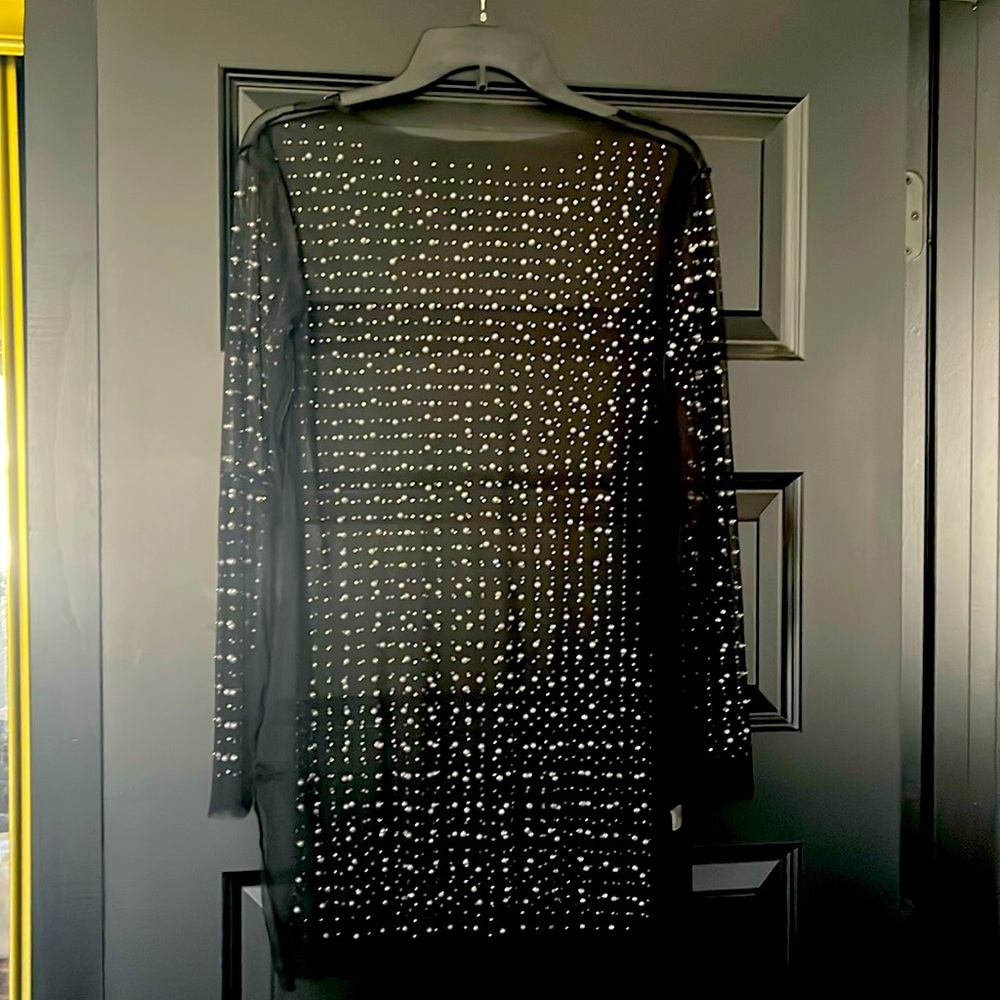 Sheer Mesh Pearl Rhinestone Top - Picture 2 of 4